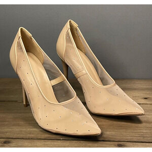 Wild Diva Lounge Women's Mesh Pumps Heels Size 7 Sequin Rhinestone Pointed Toe